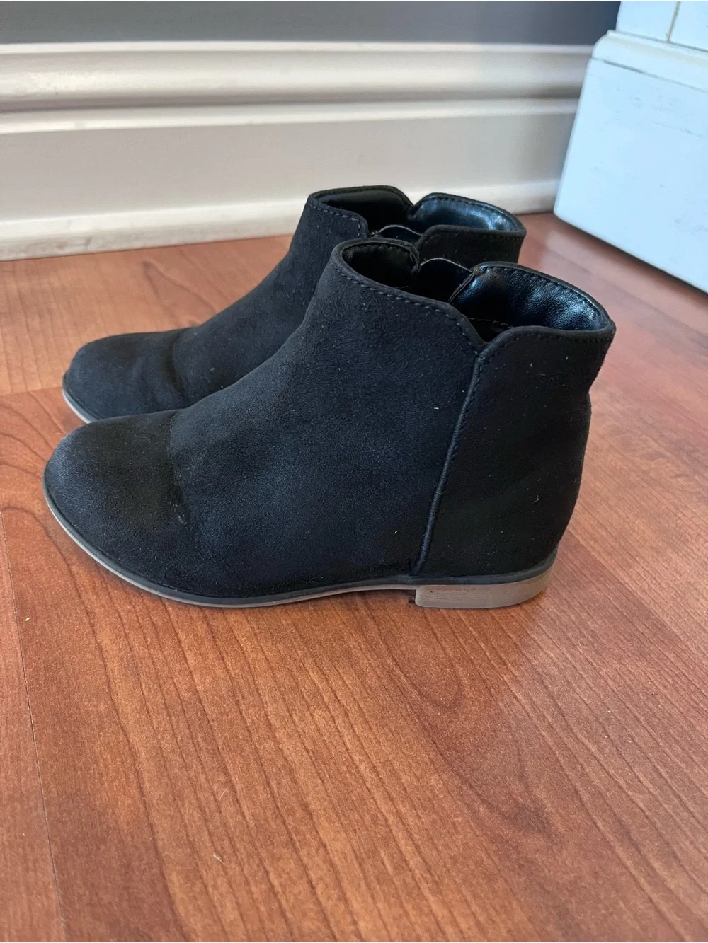 Girls Black Ankle Booties with Side Zipper
